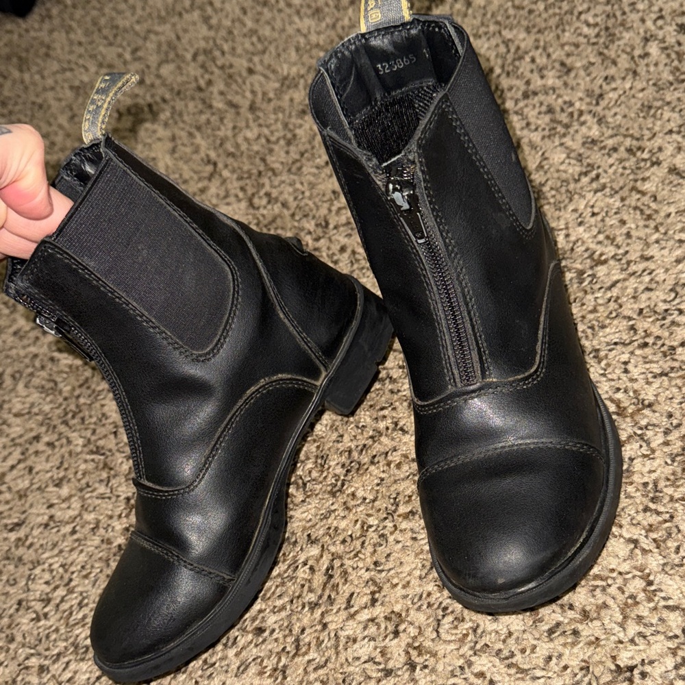 Girls Leather Paddock Boots with Side Zipper